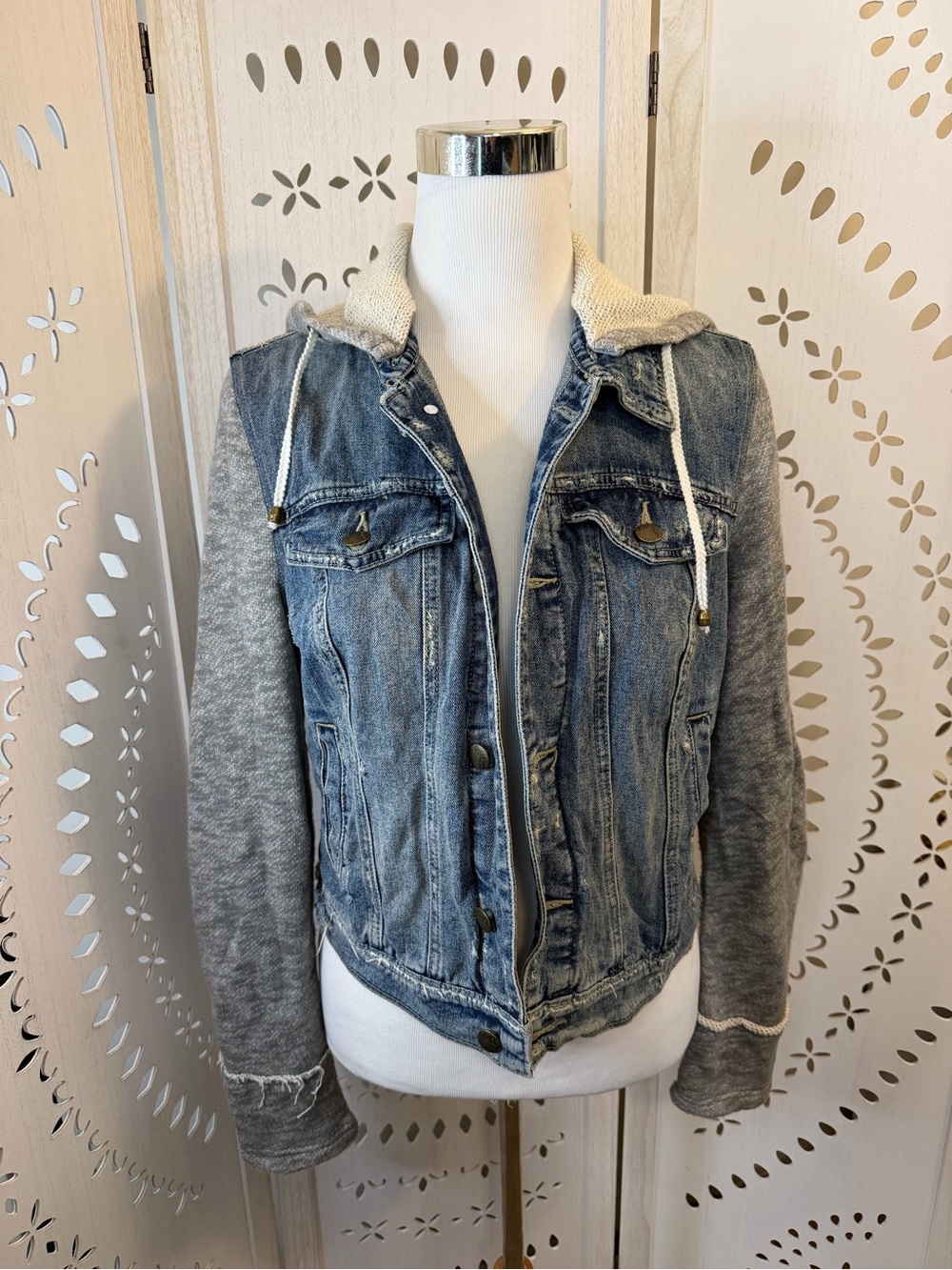 Y2K Free People 100% Cotton Denim Sweatshirt Jacket